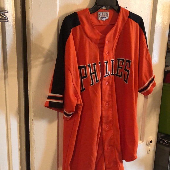 Vintage Starter MLB Philadelphia Phillies Orange Jersey 90’s 2XL Made In Korea - Picture 5 of 8
